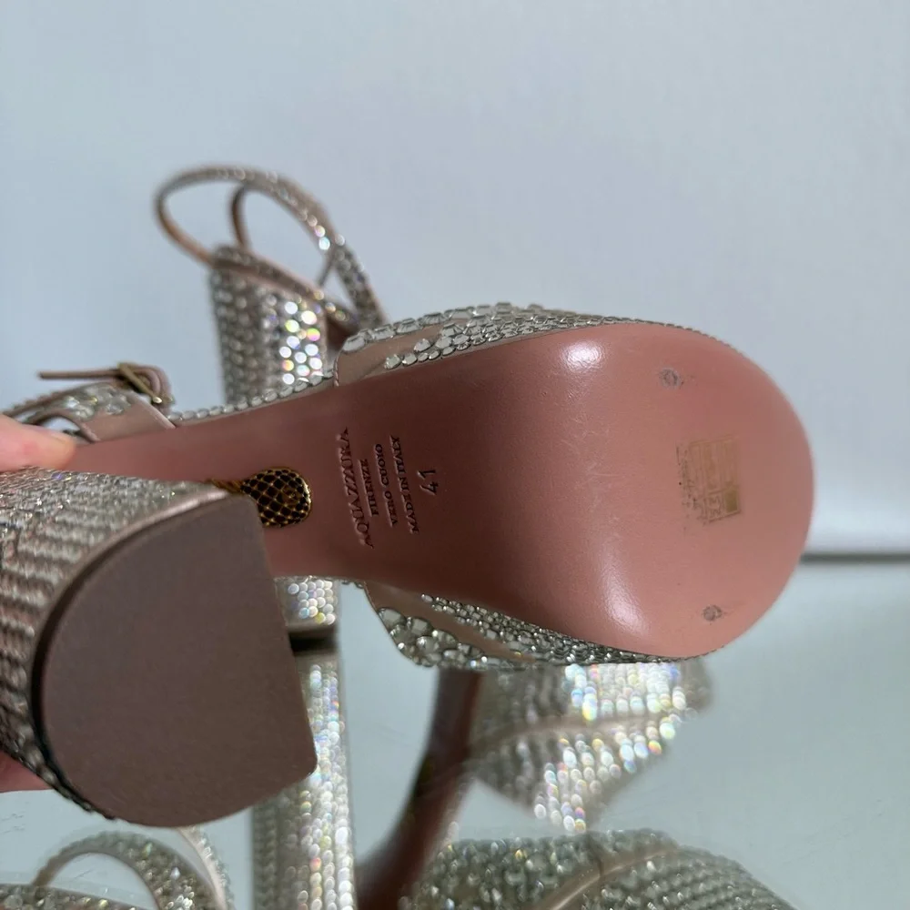 New AQUAZZURA Sinner Crystal Plateau 140 41 $2,495